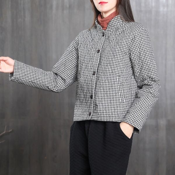 mom's autumn winter thin coat women cotton jacket black and white plaid stand collar parkas warm elegant female outerwear office 201019
mom's autumn winter thin coat women cotton jacket black and white plaid stand collar parkas warm elegant female outerwear office 201019
