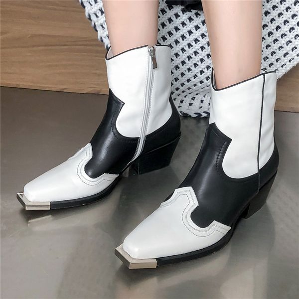 female shoes genuine leather retro western boots chunky heel zippper ankle boots for woman square toe casual cowboy ladies boots, Black
female shoes genuine leather retro western boots chunky heel zippper ankle boots for woman square toe casual cowboy ladies boots, Black
