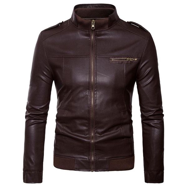 men's jackets mens leather motorcycle fashion stand collar zipper pockets male coats biker faux pu outerwear, Black;brown
men's jackets mens leather motorcycle fashion stand collar zipper pockets male coats biker faux pu outerwear, Black;brown
