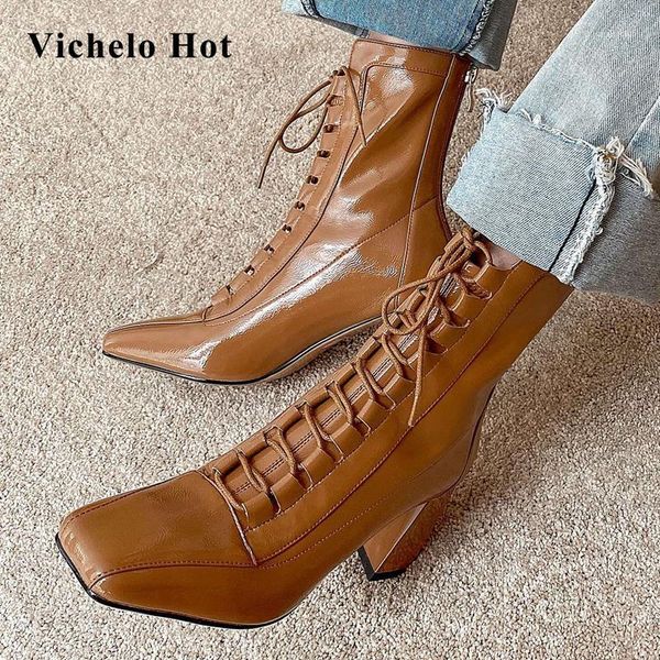 vichelo vintage fashion square toe high heels cross-tied mature lady elegant dating two colors handmade mid-calf boots l111, Black
vichelo vintage fashion square toe high heels cross-tied mature lady elegant dating two colors handmade mid-calf boots l111, Black