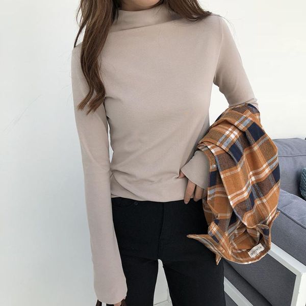 women's sweaters 2021 spring autumn half-high neck pullover slim sweater long-sleeved bottoming knit casual student, White;black
women's sweaters 2021 spring autumn half-high neck pullover slim sweater long-sleeved bottoming knit casual student, White;black