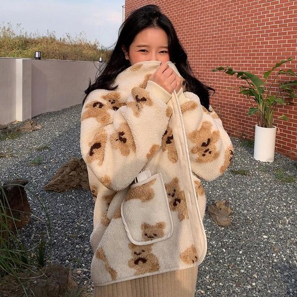 jackets for women korean style ins autumn winter cartoon bear print v-neck single breasted warm cardigan short coat, Black;brown
jackets for women korean style ins autumn winter cartoon bear print v-neck single breasted warm cardigan short coat, Black;brown