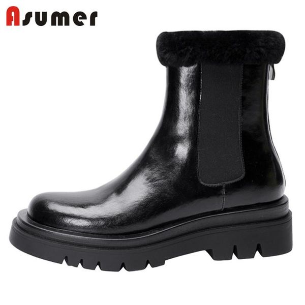 asumer big size 42 snow boots women genuine leather shoes round toe warm fashion waterproof non-slip winter ankle boots woman, Black
asumer big size 42 snow boots women genuine leather shoes round toe warm fashion waterproof non-slip winter ankle boots woman, Black