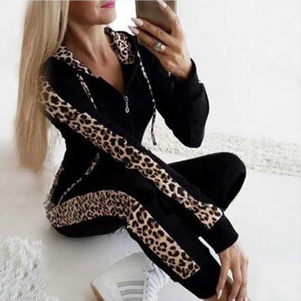 2020 women autumn 2pcs gym set fashion leopard spliced zipper long sleeve and sweatpant sets ladies joggers tracksuit set, Gray
2020 women autumn 2pcs gym set fashion leopard spliced zipper long sleeve and sweatpant sets ladies joggers tracksuit set, Gray