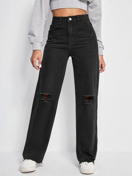 high waist ripped jeans j83f#, Blue 
high waist ripped jeans j83f#, Blue