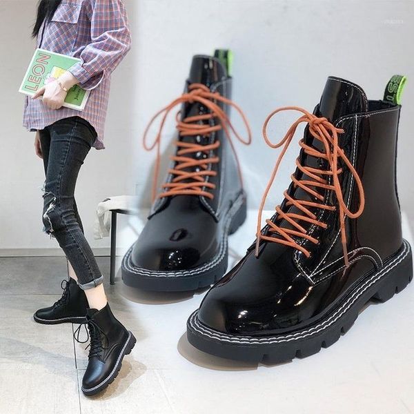boots 2021 women autumn winter black pu leather round toe lace up shoes woman fashion motorcycle platform botas mujer1
boots 2021 women autumn winter black pu leather round toe lace up shoes woman fashion motorcycle platform botas mujer1