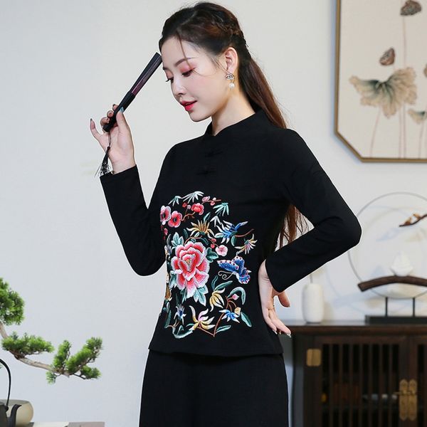 2020 autumn new national style women's big size button nationality embroidery nationalitybutton collar embroidery versatile slim long s, White
2020 autumn new national style women's big size button nationality embroidery nationalitybutton collar embroidery versatile slim long s, White
