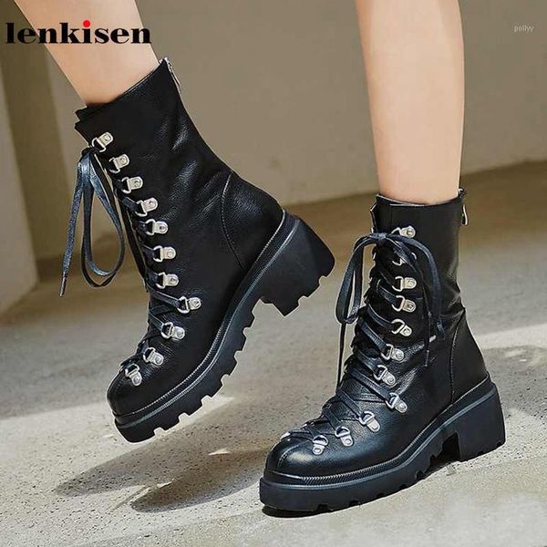boots lenkisen genuine leather unique lace up rivets metal fasteners round toe high heels winter keep warm women mid-calf l631, Black
boots lenkisen genuine leather unique lace up rivets metal fasteners round toe high heels winter keep warm women mid-calf l631, Black