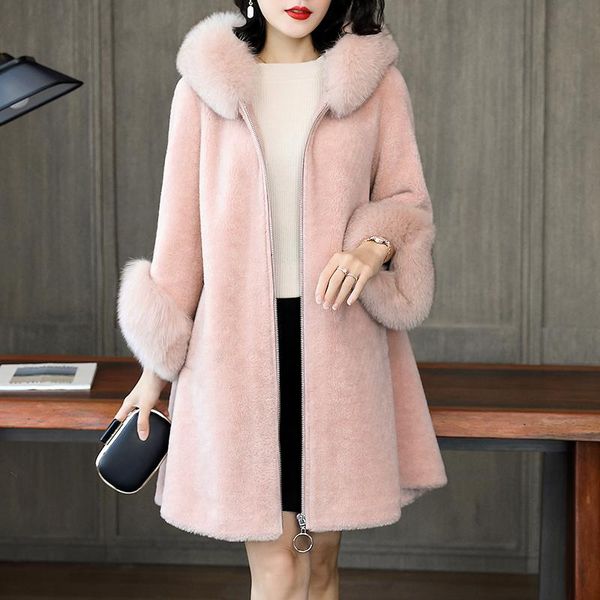 women's fur & faux female winter clothes 2021 real korean natural hooded jacket women long sheep shearing coat 100% wool 18050, Black
women's fur & faux female winter clothes 2021 real korean natural hooded jacket women long sheep shearing coat 100% wool 18050, Black