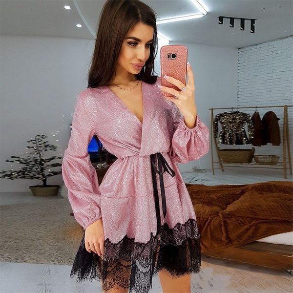 women vintage lace patchwork bright silk shiny long sleeve v neck solid spring new fashion elegant dress y200326, Black;gray
women vintage lace patchwork bright silk shiny long sleeve v neck solid spring new fashion elegant dress y200326, Black;gray