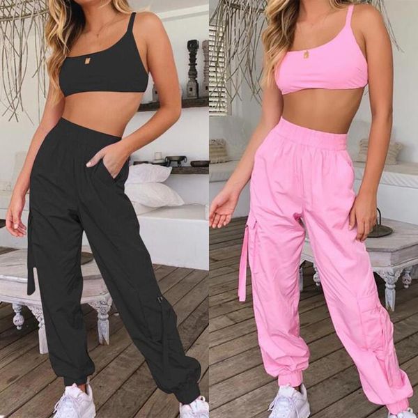 running sets two piece women sport suit solid color crop backless tank pocket cuff pants set fitness gym jogging outfits female, Black;blue
running sets two piece women sport suit solid color crop backless tank pocket cuff pants set fitness gym jogging outfits female, Black;blue
