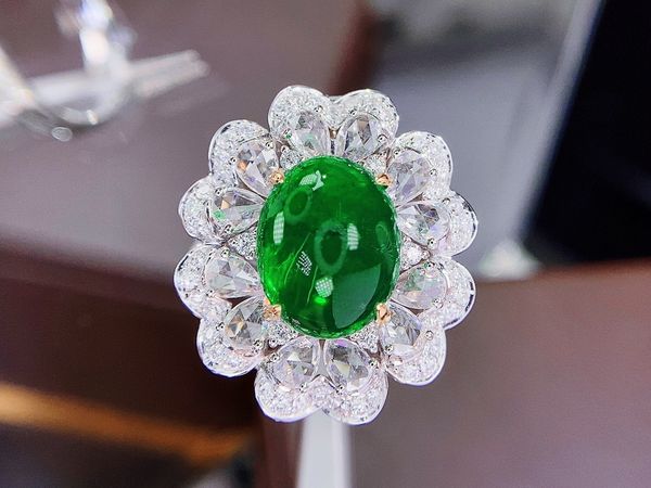 hjy guild emerald ring pure 18k gold jewelry nature green emerald 4.6ct gemstones diamonds female rings for women fine ring, Silver 
hjy guild emerald ring pure 18k gold jewelry nature green emerald 4.6ct gemstones diamonds female rings for women fine ring, Silver