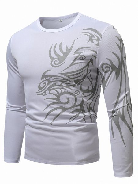 men graphic print long sleeve tee m0sz#, White;black