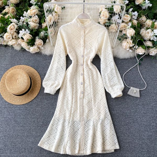 2021 new women's lace the neck puff trumpet dress solid autumn elegant button dressed in style bca8, Black;gray
2021 new women's lace the neck puff trumpet dress solid autumn elegant button dressed in style bca8, Black;gray