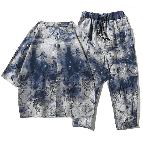 18 patterns summer cotton linen short-sleeved men tshirt and ankle pants chinese style men two-piece set floral plus clothig1, Gray
18 patterns summer cotton linen short-sleeved men tshirt and ankle pants chinese style men two-piece set floral plus clothig1, Gray