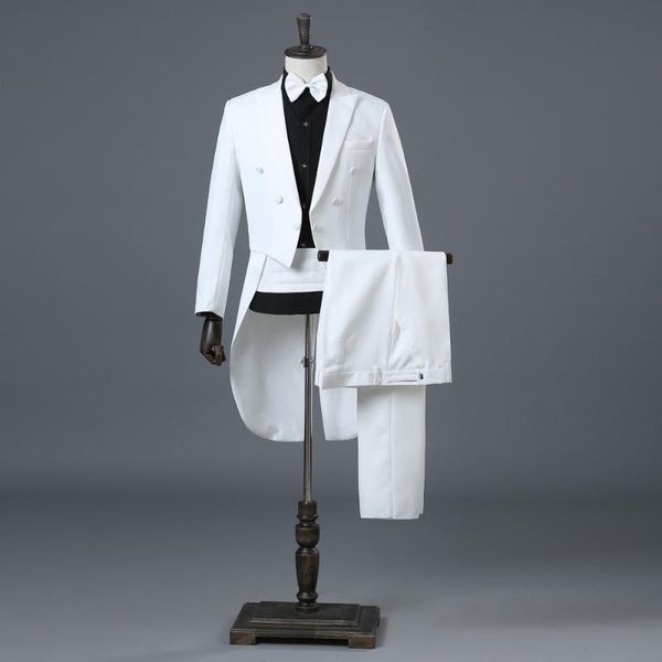 men's suits & blazers white wedding groom tuxedo men double breasted tailcoat dress suit terno masculino stage singer mens with pants, White;black
men's suits & blazers white wedding groom tuxedo men double breasted tailcoat dress suit terno masculino stage singer mens with pants, White;black
