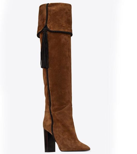 boots retro brown pu mid-calf shoes pointed toe square heel women's fring good quality big size, Black
boots retro brown pu mid-calf shoes pointed toe square heel women's fring good quality big size, Black