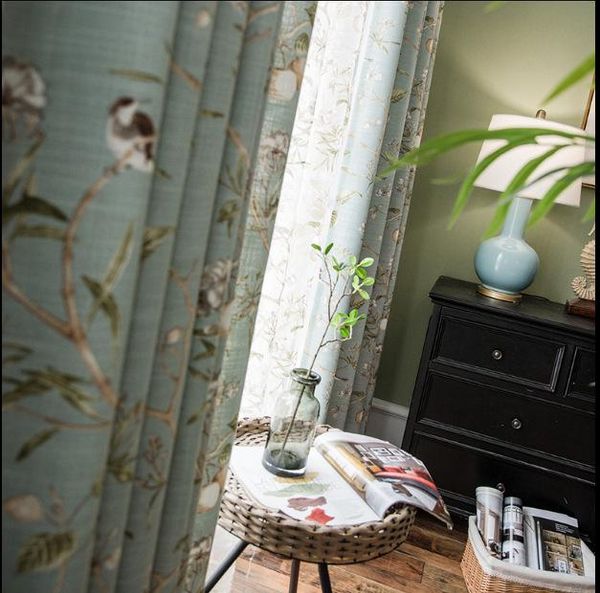 american rural cotton and shading curtains for living dining room bedroom