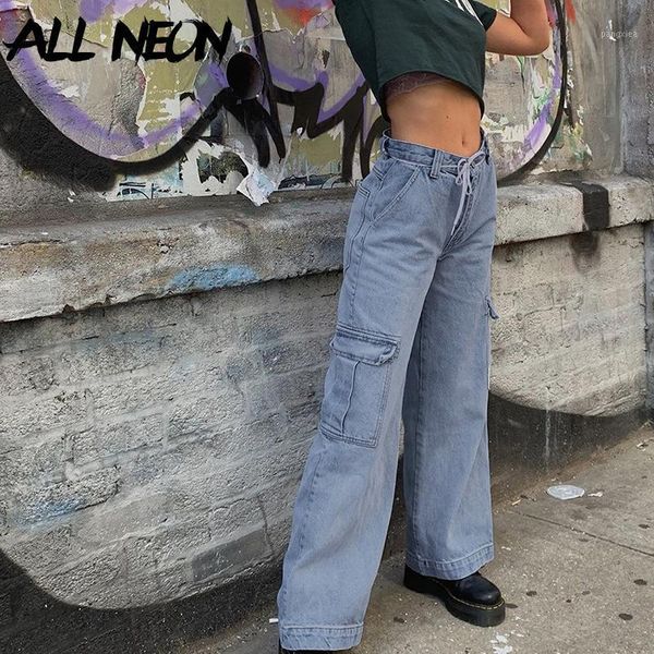 allneon y2k fashion solid wide leg with big pockets high waist jeans hip hop style 90s streetwear denim cargo pants autumn chic1, Blue
allneon y2k fashion solid wide leg with big pockets high waist jeans hip hop style 90s streetwear denim cargo pants autumn chic1, Blue