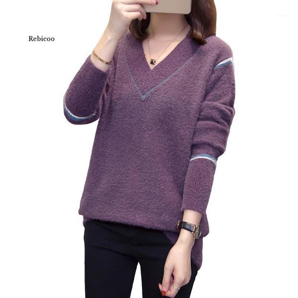 plus size cashmere pullover womens sweater autumn winter korean v-neck loose warm mohair jumpers oversize ladies knitwear1, White;black
plus size cashmere pullover womens sweater autumn winter korean v-neck loose warm mohair jumpers oversize ladies knitwear1, White;black