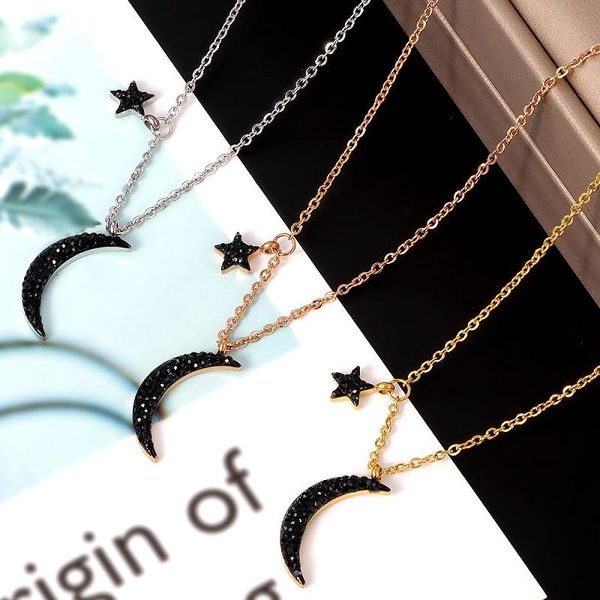 chains stainless steel black moon pendant necklace small star charm chain necklaces for women girl jewelry bijoux gift, Silver
chains stainless steel black moon pendant necklace small star charm chain necklaces for women girl jewelry bijoux gift, Silver