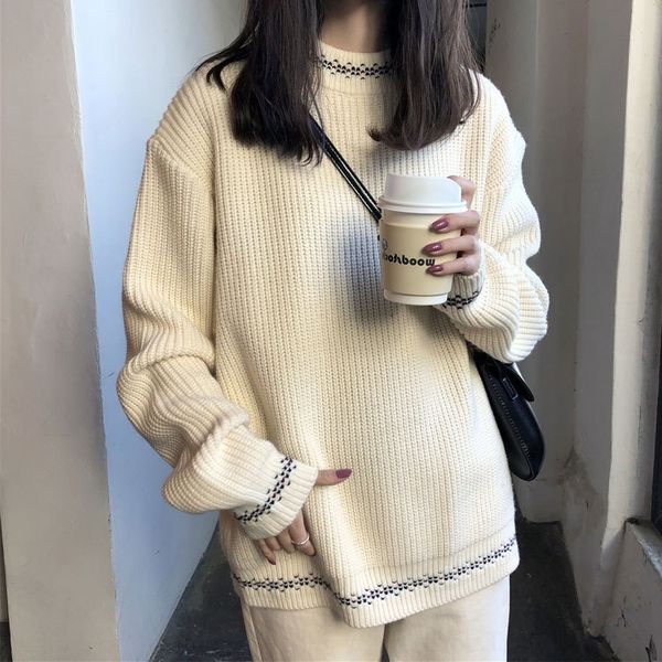 joif0 sweater women's loose wear pullover autumn new korean lazy pullover 2020 pulloverpulloverstyle round neck t-shirt early zgpxh z, White;black
joif0 sweater women's loose wear pullover autumn new korean lazy pullover 2020 pulloverpulloverstyle round neck t-shirt early zgpxh z, White;black
