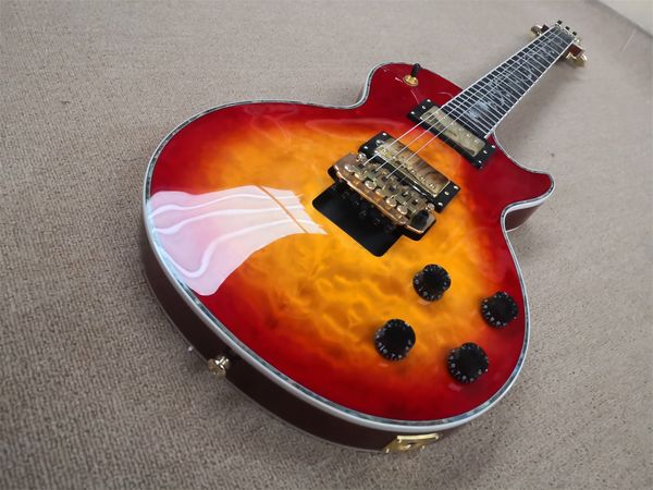 le custom electric guitar, cherry sunburst body, squilted maple veneer, hh pickup,tremolo bridge,gold knobs
le custom electric guitar, cherry sunburst body, squilted maple veneer, hh pickup,tremolo bridge,gold knobs
