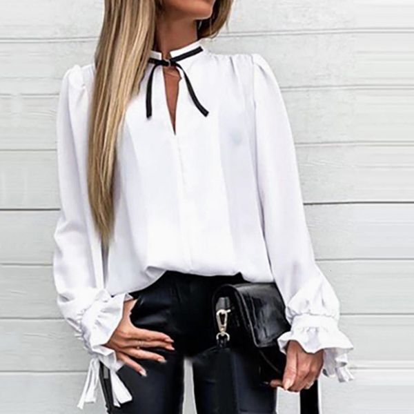 women autumn fashion korean chiffon blouse v-neck solid ruffles cuff tied neck shirt long sleeve shirts blusas mujer de moda, White
women autumn fashion korean chiffon blouse v-neck solid ruffles cuff tied neck shirt long sleeve shirts blusas mujer de moda, White