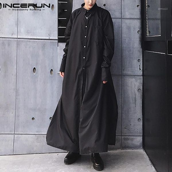 men's casual shirts incerun long sleeve mens shirt lapel pockets punk streetwear loose style split hem muslim kaftan dress men1, White;black
men's casual shirts incerun long sleeve mens shirt lapel pockets punk streetwear loose style split hem muslim kaftan dress men1, White;black