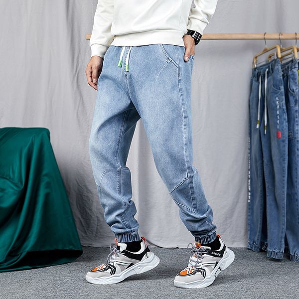 autumn and winter new fashion brand elastic waist corset harem pants large drawstring stretch men's jeans, Blue
autumn and winter new fashion brand elastic waist corset harem pants large drawstring stretch men's jeans, Blue