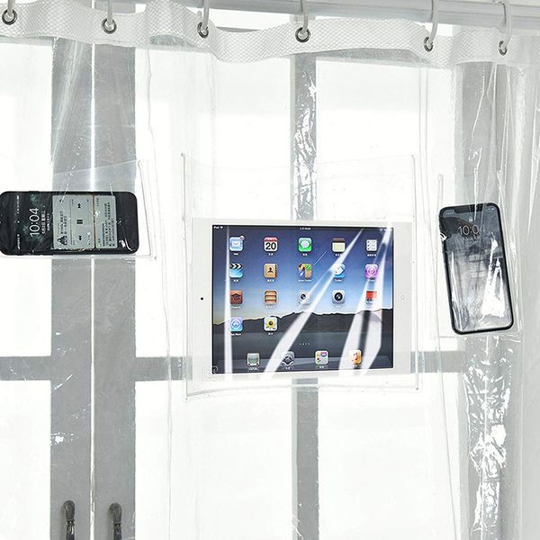 multifunctional phone tablet holder clear curtain with pocket for touch screen transparent shower curtains
multifunctional phone tablet holder clear curtain with pocket for touch screen transparent shower curtains
