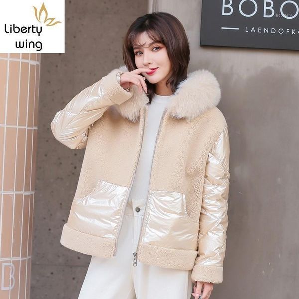 wool sheep shearing women short overcoats long sleeve fur collar patchwork down korean winter warm female hooded coats1, Black
wool sheep shearing women short overcoats long sleeve fur collar patchwork down korean winter warm female hooded coats1, Black