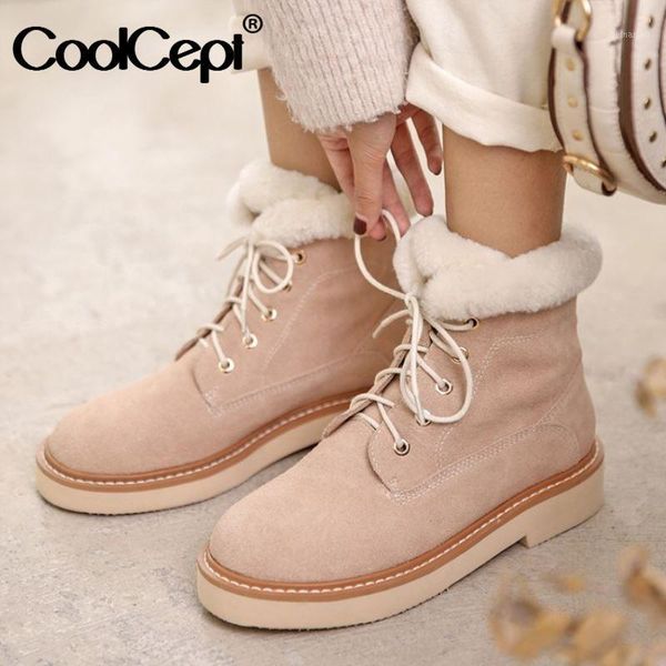coolcept real leather women snow boots plush fur warm flats winter shoes woman cross strap fashion platform footwear size 34-391, Black
coolcept real leather women snow boots plush fur warm flats winter shoes woman cross strap fashion platform footwear size 34-391, Black