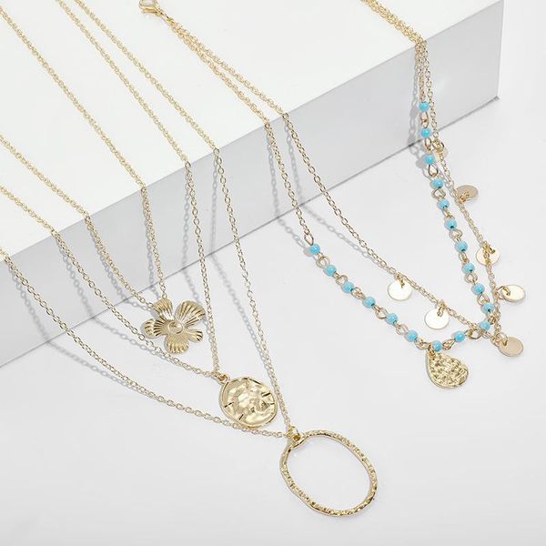women multi-layer necklaces irregular water drops flower blue pearl clavicle chain pendant gold necklace set wedding jewelry, Silver
women multi-layer necklaces irregular water drops flower blue pearl clavicle chain pendant gold necklace set wedding jewelry, Silver