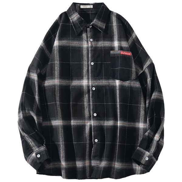 2021 new japan style brand casual plaid shirt for men's long sleeve spring autumn black white clothing nlkk, White;black
2021 new japan style brand casual plaid shirt for men's long sleeve spring autumn black white clothing nlkk, White;black