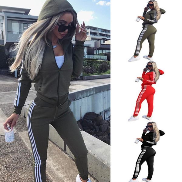 women tracksuit 2 pieces set solid hooded zipper side webbing coat long pants outfits ladies new fashion casual sportswear 2020, White
women tracksuit 2 pieces set solid hooded zipper side webbing coat long pants outfits ladies new fashion casual sportswear 2020, White