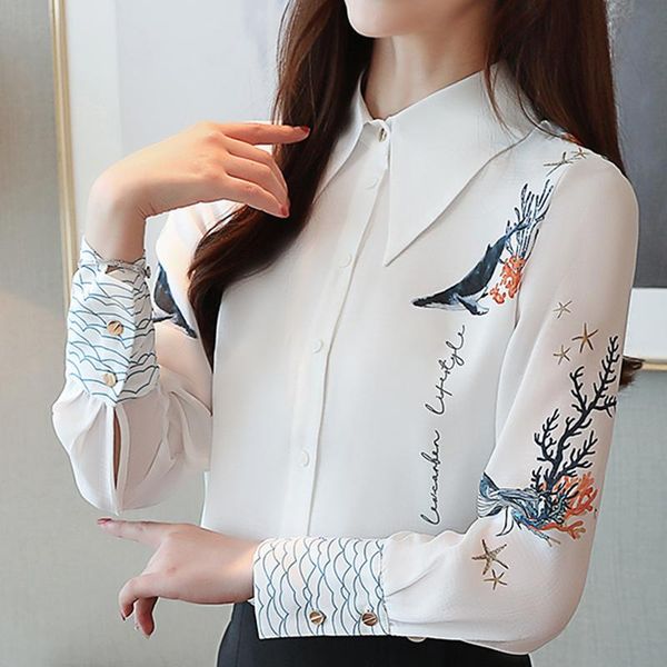 women's blouses & shirts fashion autumn women woman print shirt chiffon blouse plus size womens and full button, White
women's blouses & shirts fashion autumn women woman print shirt chiffon blouse plus size womens and full button, White