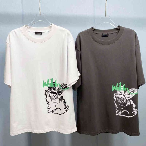 women's t-shirt early spring cartoon rabbit print round neck short sleeve loose half medium long t-shirt men's and women's fa, White
women's t-shirt early spring cartoon rabbit print round neck short sleeve loose half medium long t-shirt men's and women's fa, White