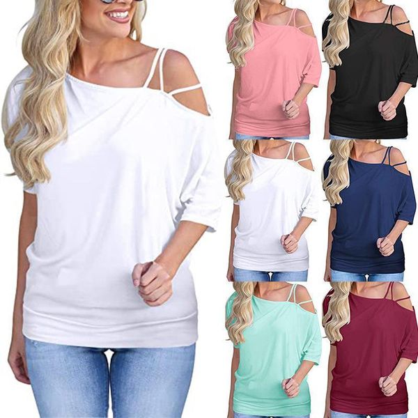 summer women's casual loose short-sleeved oblique collar solid color pants polyester sling oblique shoulder large size t-shirt1, White
summer women's casual loose short-sleeved oblique collar solid color pants polyester sling oblique shoulder large size t-shirt1, White
