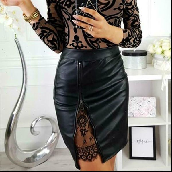 new fashion women office elegant mini skirts lace patchwork lady waist pu leather zipper skirts split bodycon party clothes, Black
new fashion women office elegant mini skirts lace patchwork lady waist pu leather zipper skirts split bodycon party clothes, Black