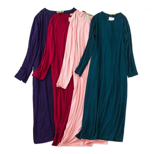super comfortable modal long sleepdress women long-sleeved fashion pure color home dress women plus size nightgown1, Black;red
super comfortable modal long sleepdress women long-sleeved fashion pure color home dress women plus size nightgown1, Black;red
