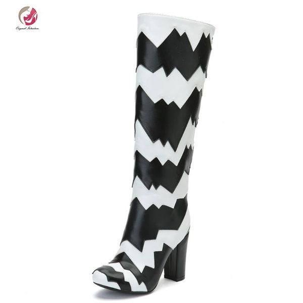 boots original intention stylish knee high mixed-color black white zebra stripe round toe square heels woman winter shoes
boots original intention stylish knee high mixed-color black white zebra stripe round toe square heels woman winter shoes