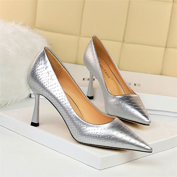 spring autumn elegant women 8cm high heels pumps snakeskin leather club heels valentine silver yellow shoes plus sizemultifunction, Black
spring autumn elegant women 8cm high heels pumps snakeskin leather club heels valentine silver yellow shoes plus sizemultifunction, Black