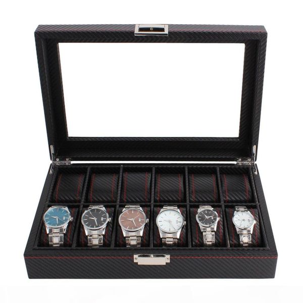outad 12 slots carbon fiber watch box jewelry watch display storage holder rectangle black leather case, Black;blue
outad 12 slots carbon fiber watch box jewelry watch display storage holder rectangle black leather case, Black;blue
