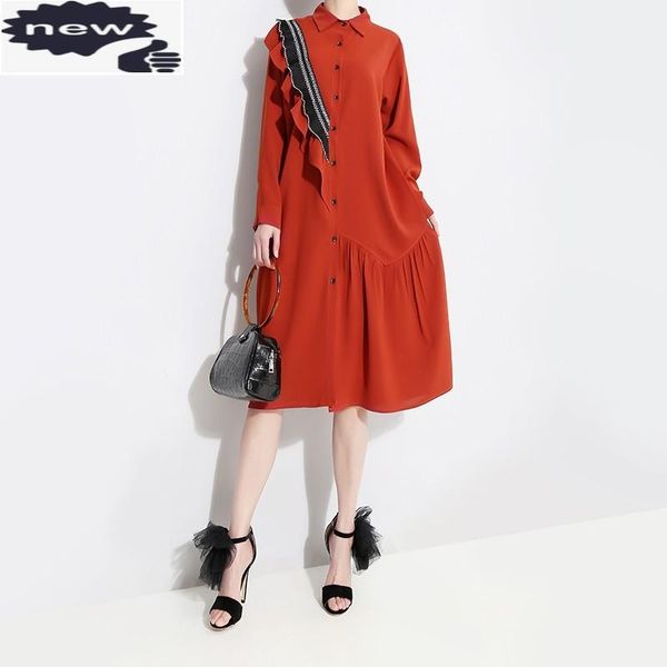 casual dresses vintage midi women spring 2021 ruffle slim fit long sleeve shirt streetwear single breasted red black dress, Black;gray
casual dresses vintage midi women spring 2021 ruffle slim fit long sleeve shirt streetwear single breasted red black dress, Black;gray