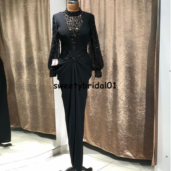 arabic formal evening dress long sleeves high neck illusion aso ebi prom dress mermaid middle east reception celebrity gowns, Black
arabic formal evening dress long sleeves high neck illusion aso ebi prom dress mermaid middle east reception celebrity gowns, Black