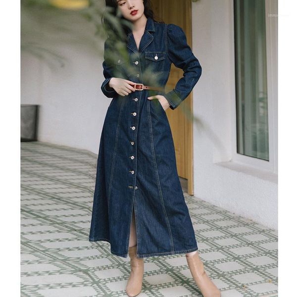 women dresses vintage pocket spring 2020 retro high waist denim dress with belt solid color long sleeve cotton dresses 023i1, Black;gray
women dresses vintage pocket spring 2020 retro high waist denim dress with belt solid color long sleeve cotton dresses 023i1, Black;gray
