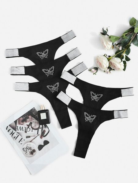 5pack plus butterfly decor panty q3ax#, Black;white
5pack plus butterfly decor panty q3ax#, Black;white