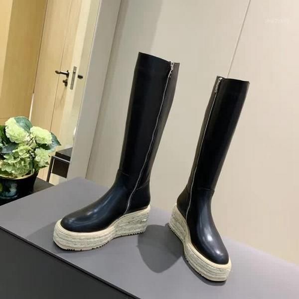 twine stitching wedges knee high boots women platform shoes black genuine leather zipper 2020 new design chic shoe1
twine stitching wedges knee high boots women platform shoes black genuine leather zipper 2020 new design chic shoe1