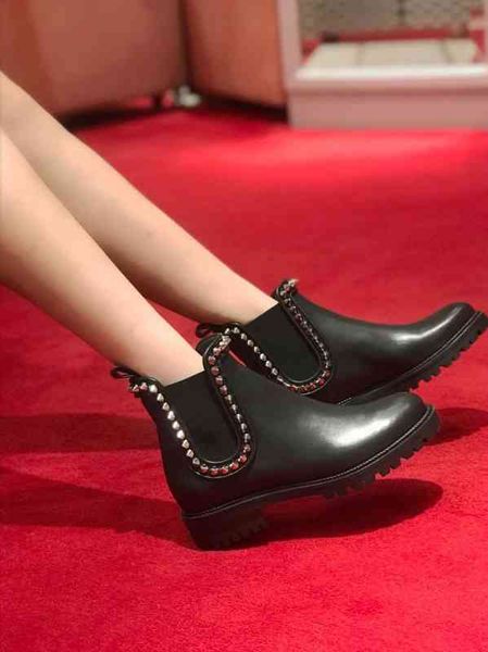 winter women's luxury red bottom capahutta ankle boots chunky heels booties famous designer party wedding lug sole with box, Black
winter women's luxury red bottom capahutta ankle boots chunky heels booties famous designer party wedding lug sole with box, Black